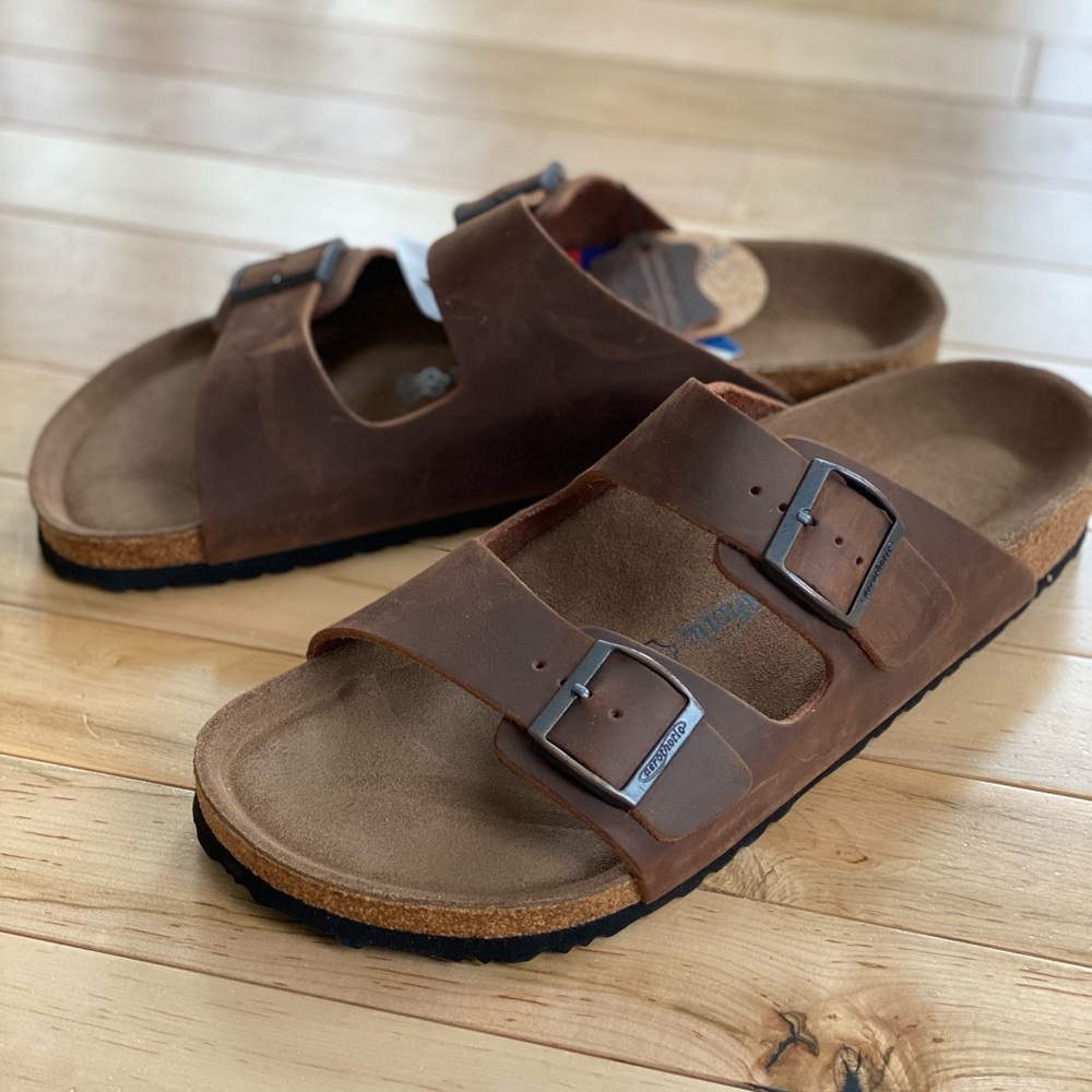 Brown Leather and Cork Men's Sandals NIB